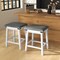 Costway 24'' Dining Bar Stool Set of 2 Counter Height Padded Seat Wood Frame Kitchen Brown/White